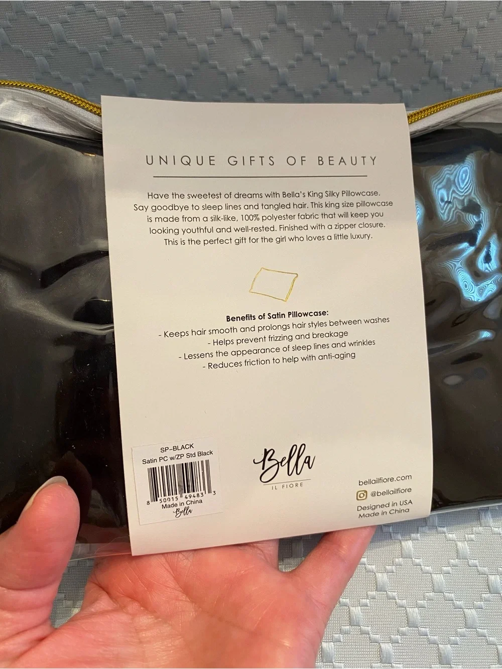 Two New Bella IL Fiore King Black Silky Pillowcases